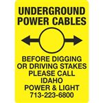 Underground Power Cables - 10" x 14" Sign